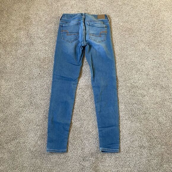 AEO American Eagle Super Stretch Jegging Skinny Jeans - Size 2 Light-Medium Wash - Picture 2 of 9